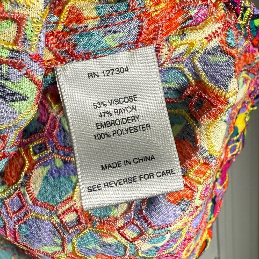 John Mark Embroidered‎ Button Front Blouse PL Pet… - image 5